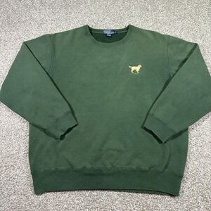 VTG Polo Ralph Lauren Polo Dog Golden Retriever Sweatshirt L Pine Green Faded